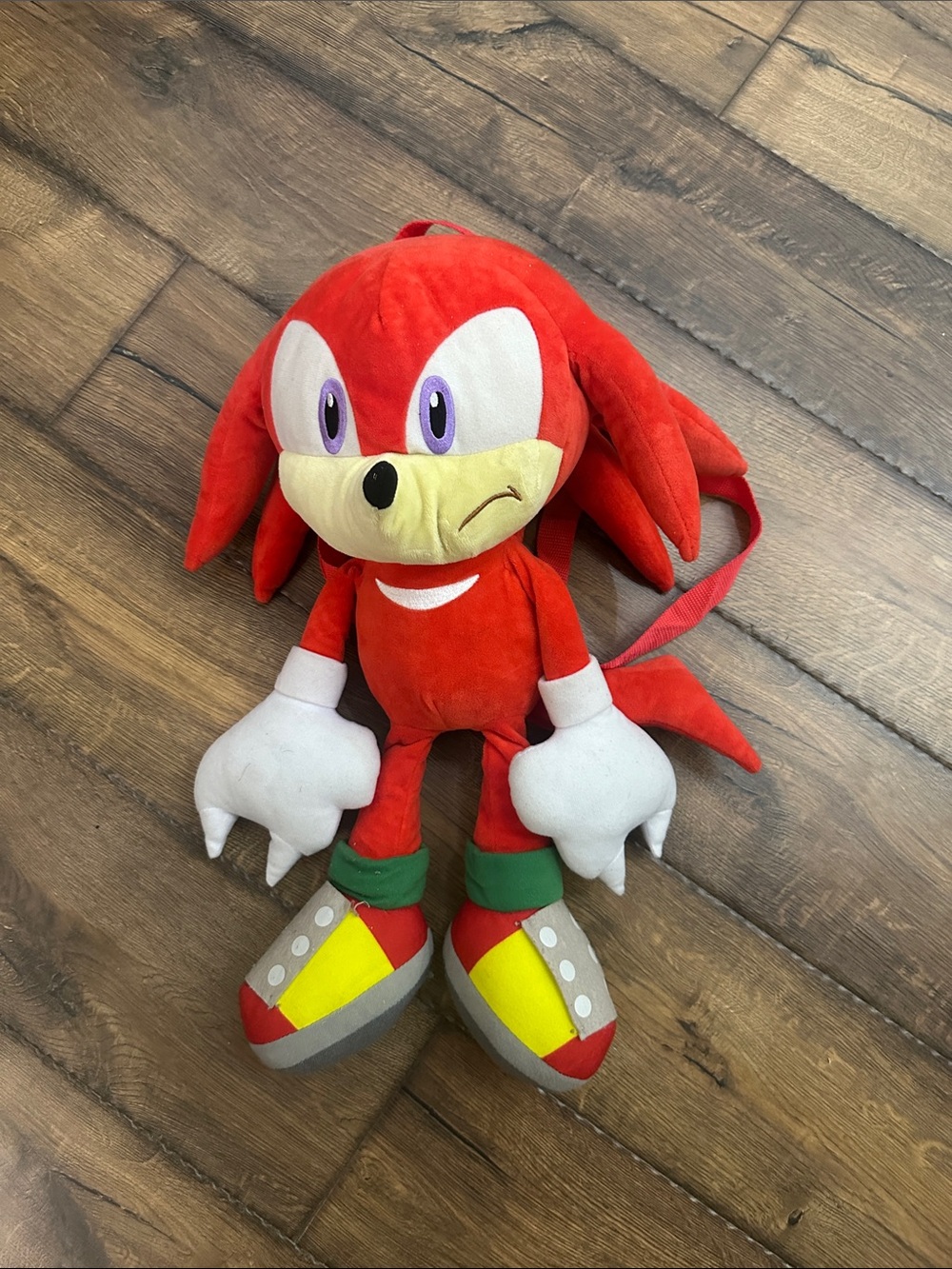 Red Knuckles Plush Backpack for Kids with Yellow Shoe Accents sonic the hedgehog